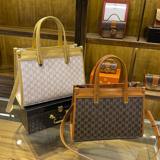 Women's Tide Vintage Letter Print Commute Handbags