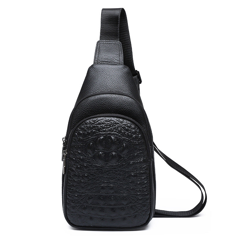 Men's First Layer Cowhide Leather Boys Trend Men's Chest Bags