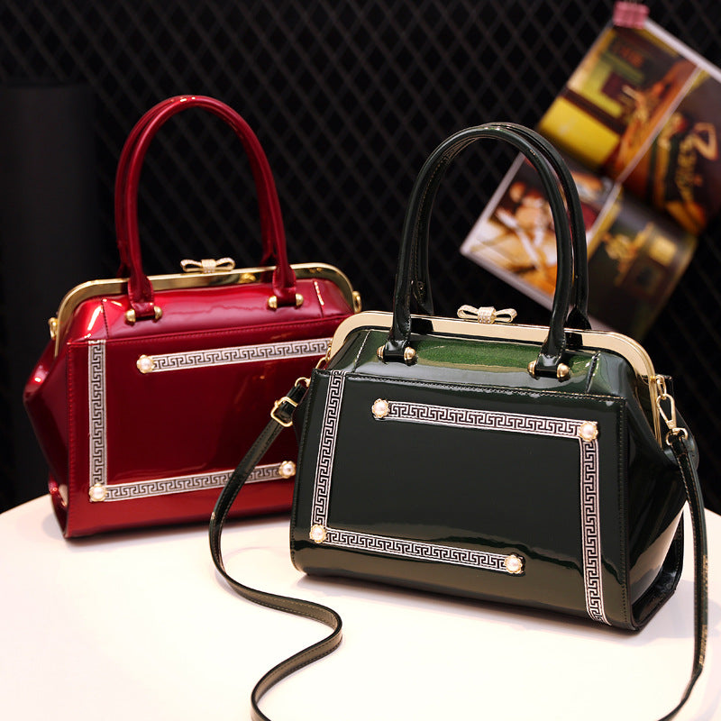Women's Classic Bright Leather Large Capacity Handbags