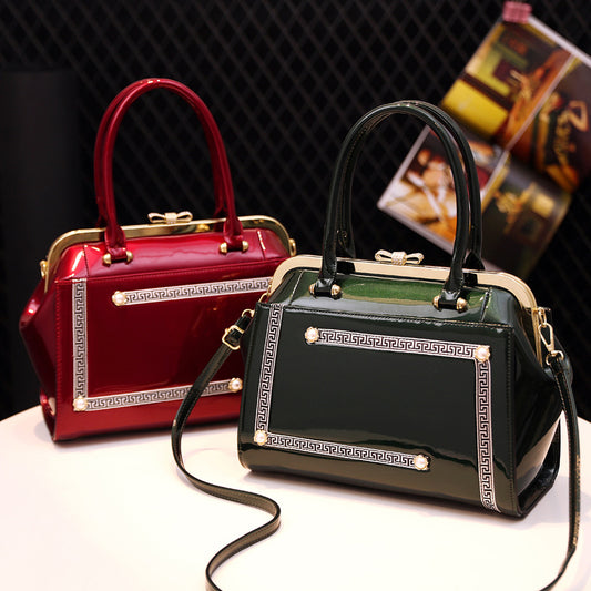 Women's Classic Bright Leather Large Capacity Handbags