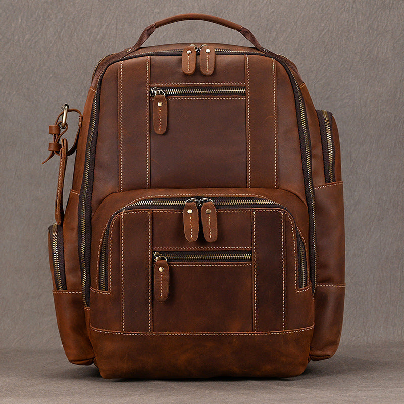 Men's Leather Retro Crazy Horse Large Capacity Backpacks