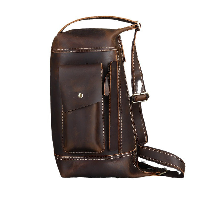 Men's First Layer Cowhide Vertical Handmade Leather Men's Messenger Bags