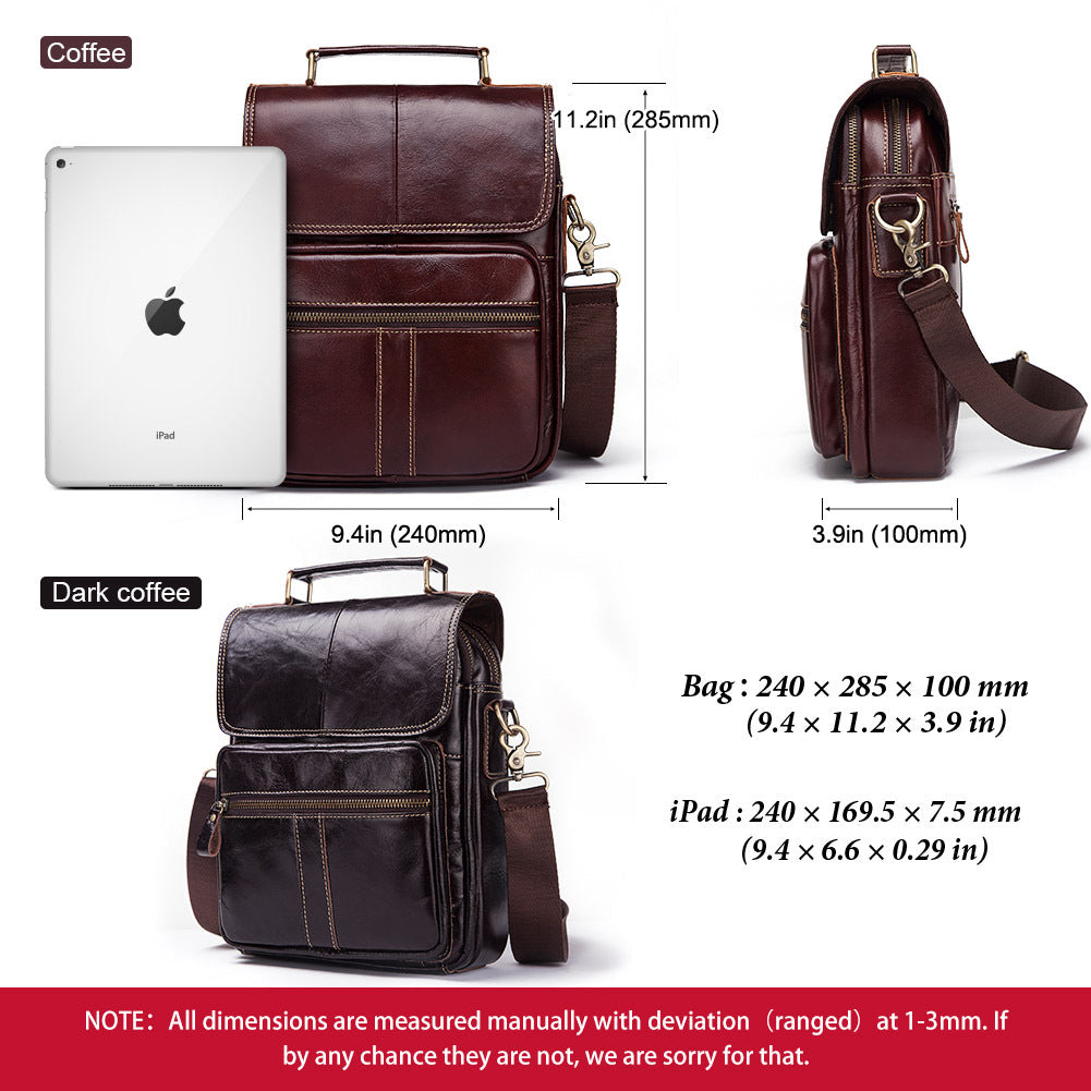 Men's Versatile Slouchy Leather Business Cowhide Men's Shoulder Bags