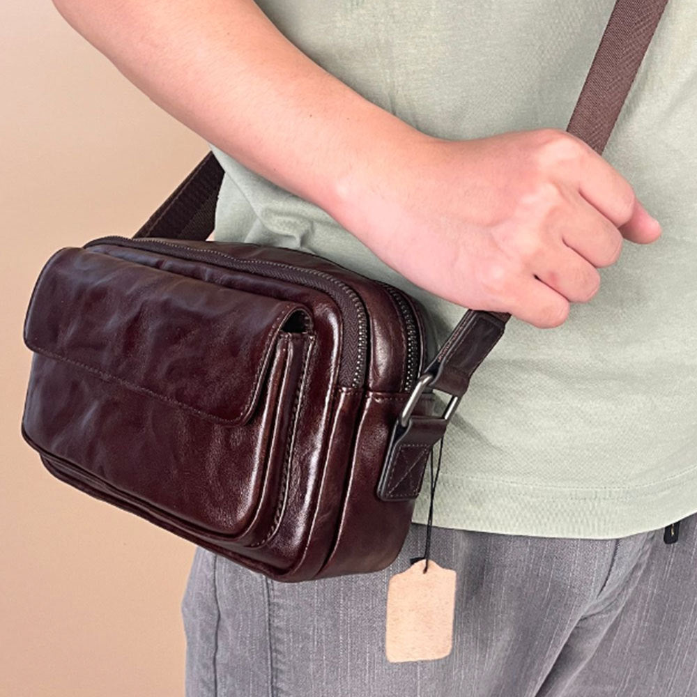 Men's Large Capacity Fashion First Layer Cowhide Men's Messenger Bags