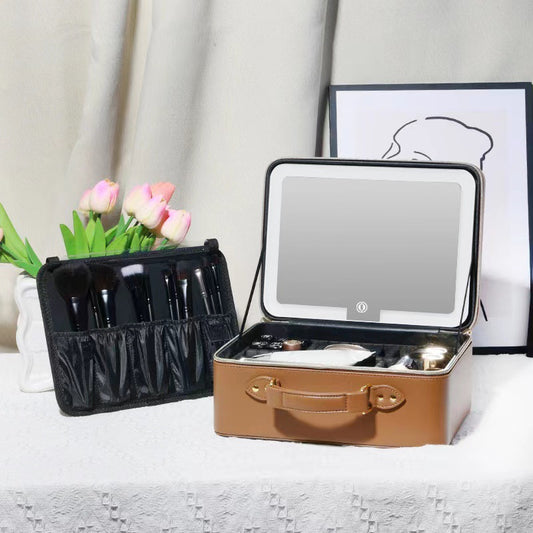 Three-color Mirror With Light Back Lifting Cosmetic Cases