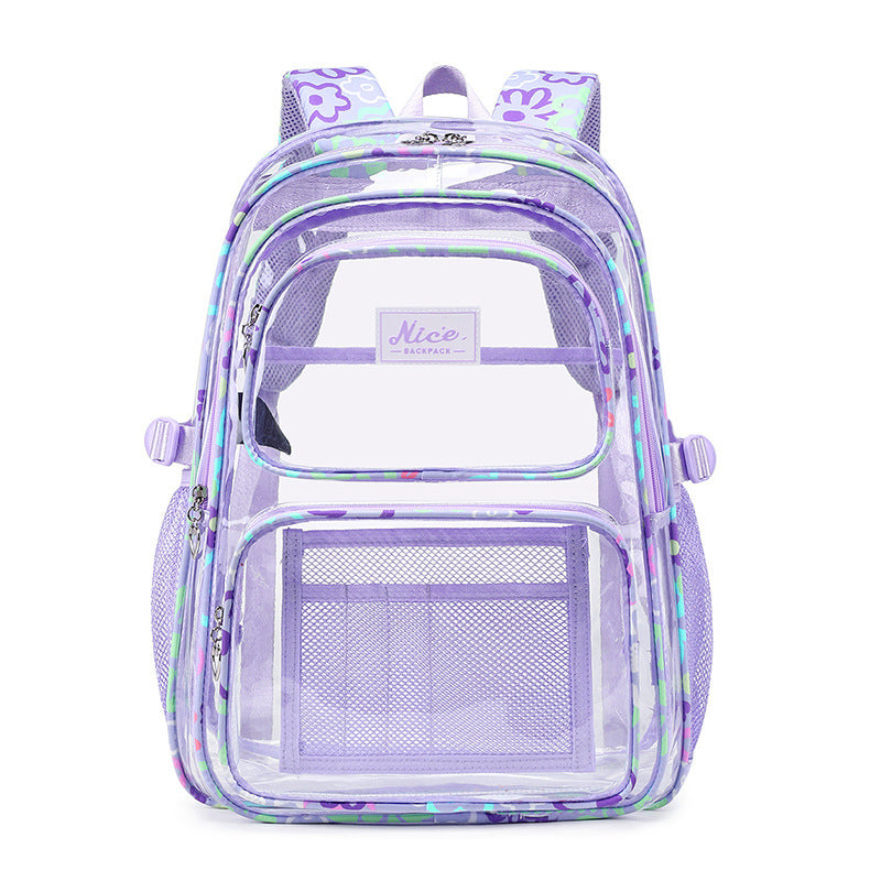 Women's Transparent Campus College Large Capacity Leisure Backpacks