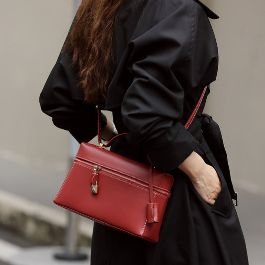 Elegant Commuter Summer Box Cattlehide Leather Bags