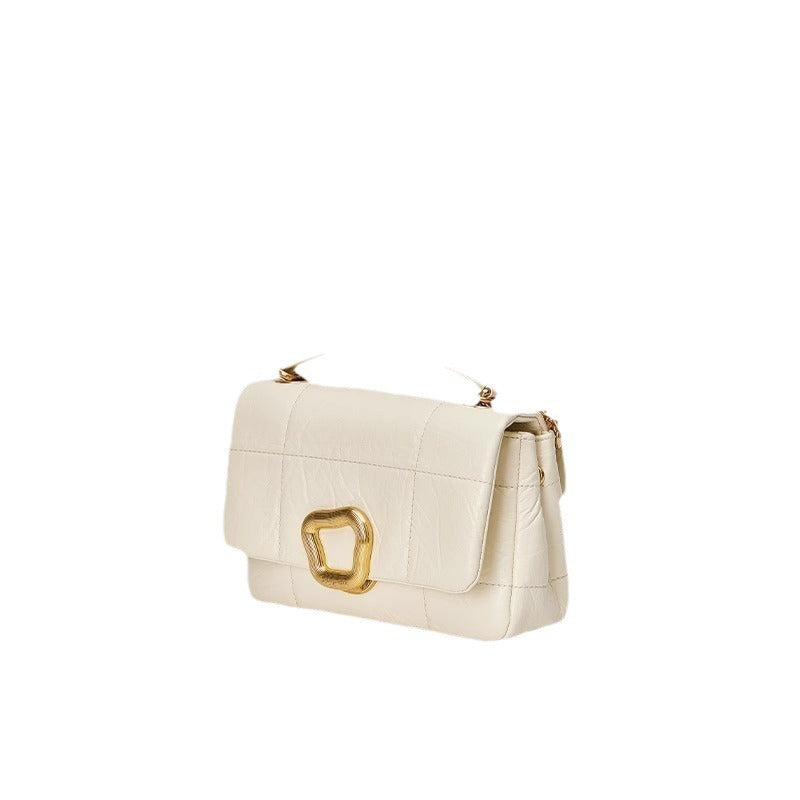 Women's New Beautiful Chocolate Cowhide Chain Small Square Bags