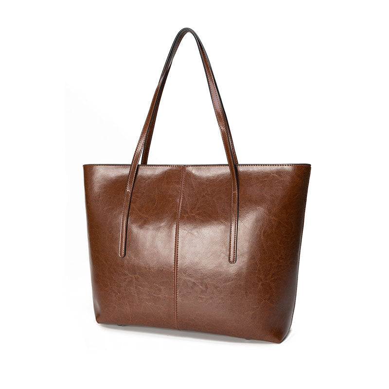 Women's Large Capacity Leather Fashion Cowhide Portable Tote Bags