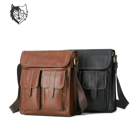 Men's Wax Skin Leisure First Layer Cow Men's Shoulder Bags