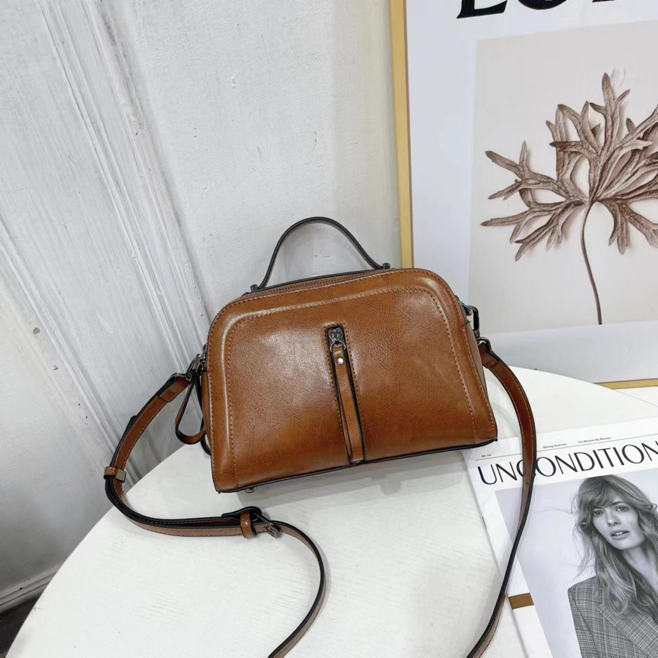 Women's Cowhide Wedding Underarm Boston High Sense Bags