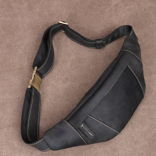 Men's Crazy Horse Leather Convenient Cowhide Men's Waist Packs