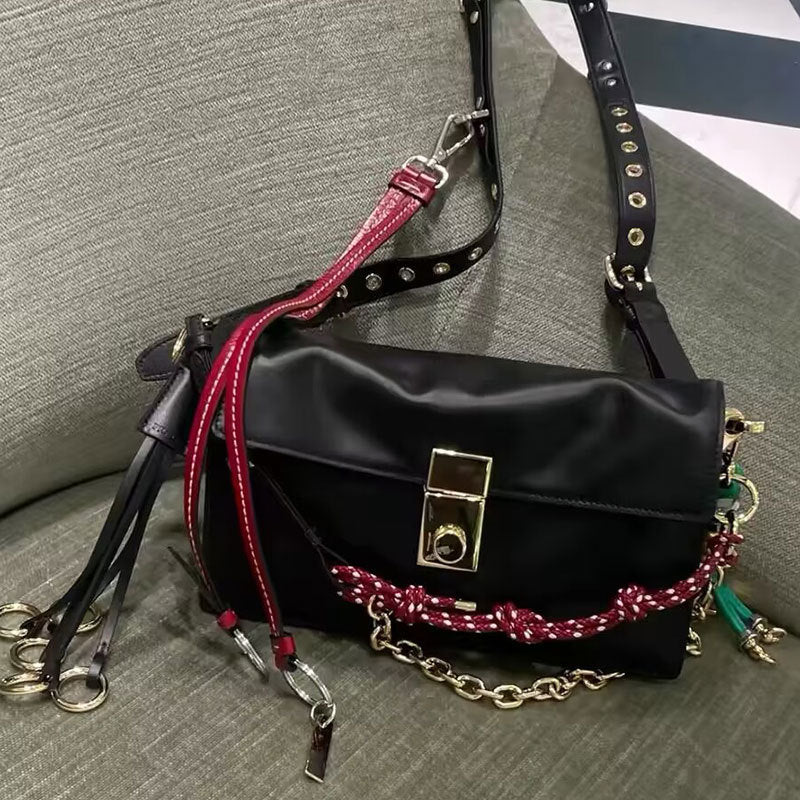 Women's Motorcycle Retro Ornaments Flip Twist Genuine Small Square Bags
