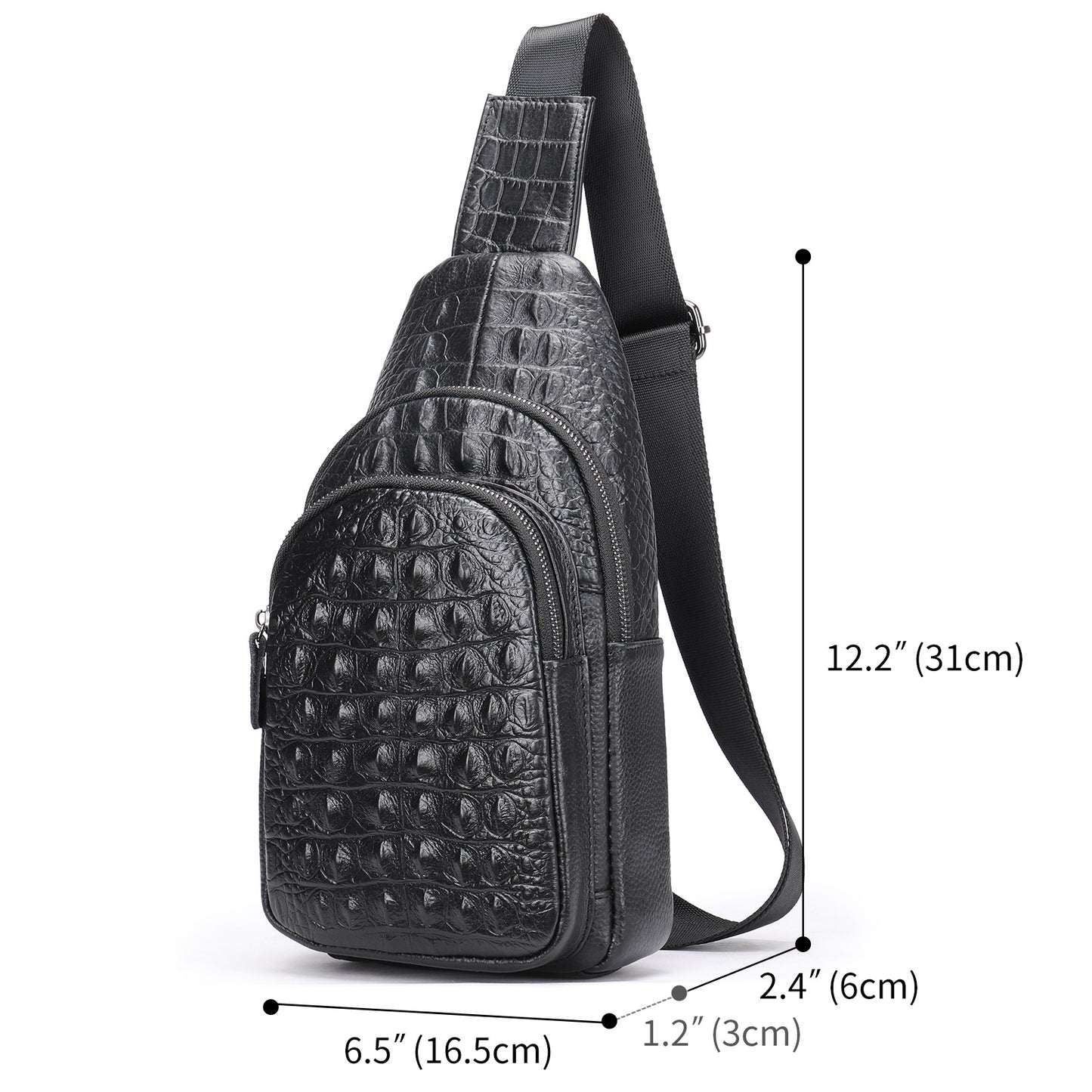 Men's Classic Leather Cowhide Crocodile Pattern Bags