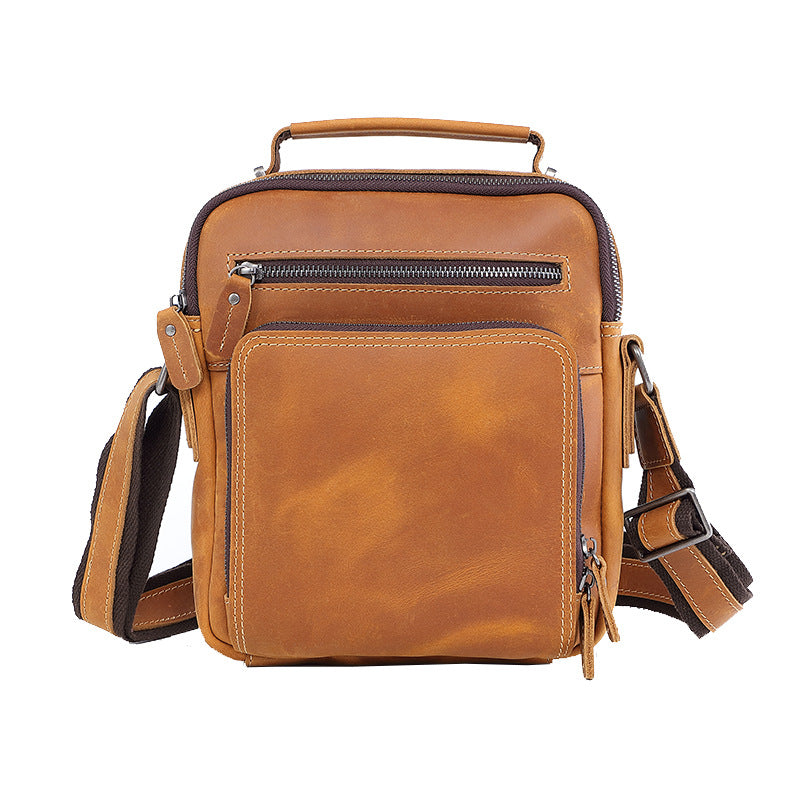 Men's Leather Crazy Horse Retro Large Capacity Men's Handbags