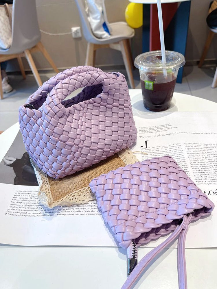 Woven Summer Soft Leather Underarm High-grade Small Square Bags