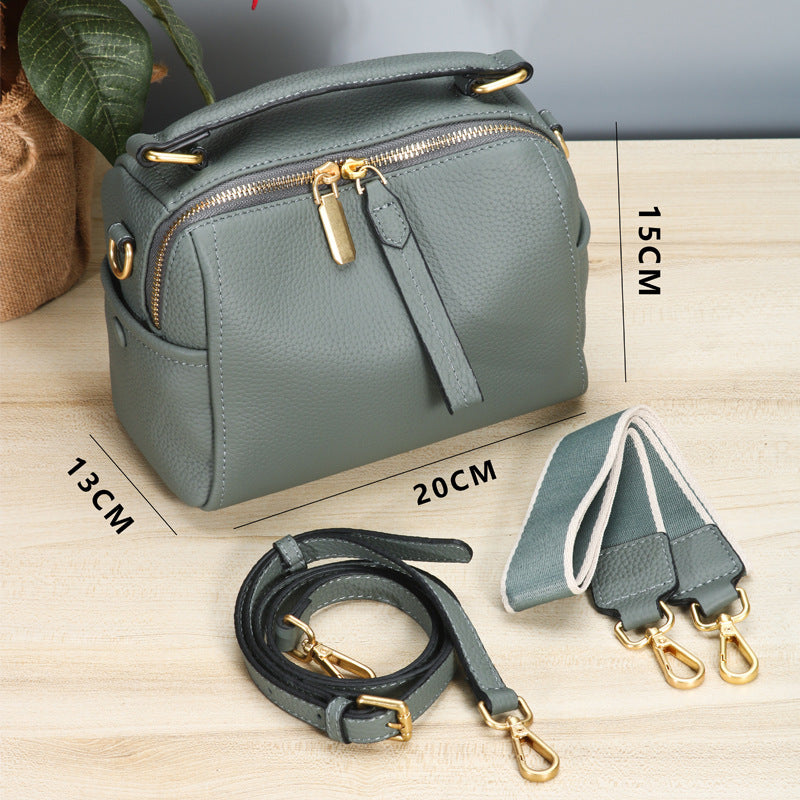 Boston Pillow Leather Large Capacity Lady Crossbody Bags
