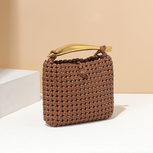 Women's Sardine Weaving Hollow Hand Carrying Woven Small Square Bags