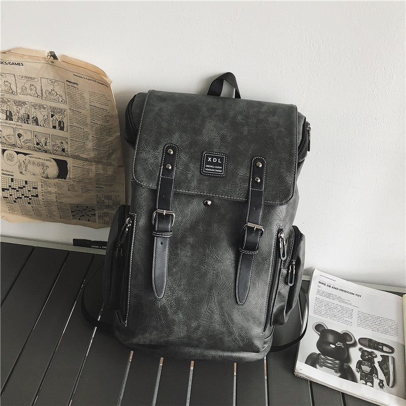 Men's Retro College Boys Campus Soft Leather Backpacks