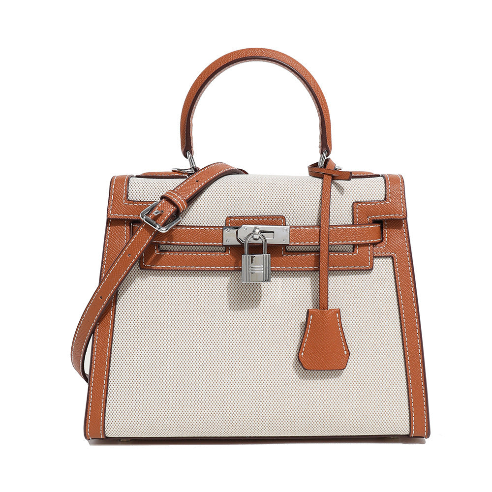 Women's Kelly Large Capacity Soft Leather Linen Handbags