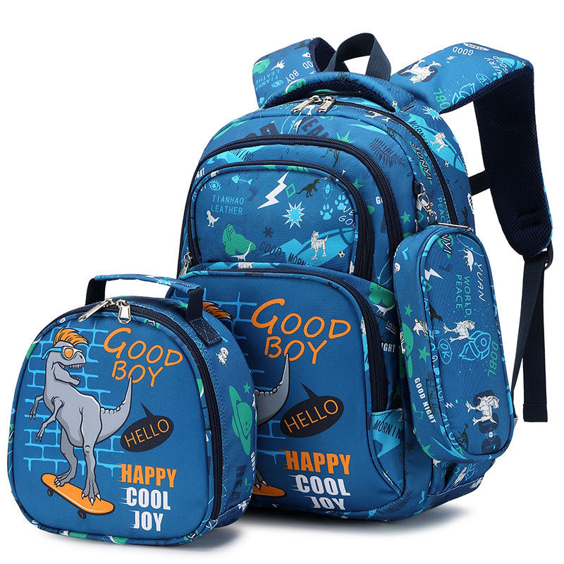 Children's Male Three-piece Dinosaur Grade Burden Reduction Elementary School Students' Schoolbags