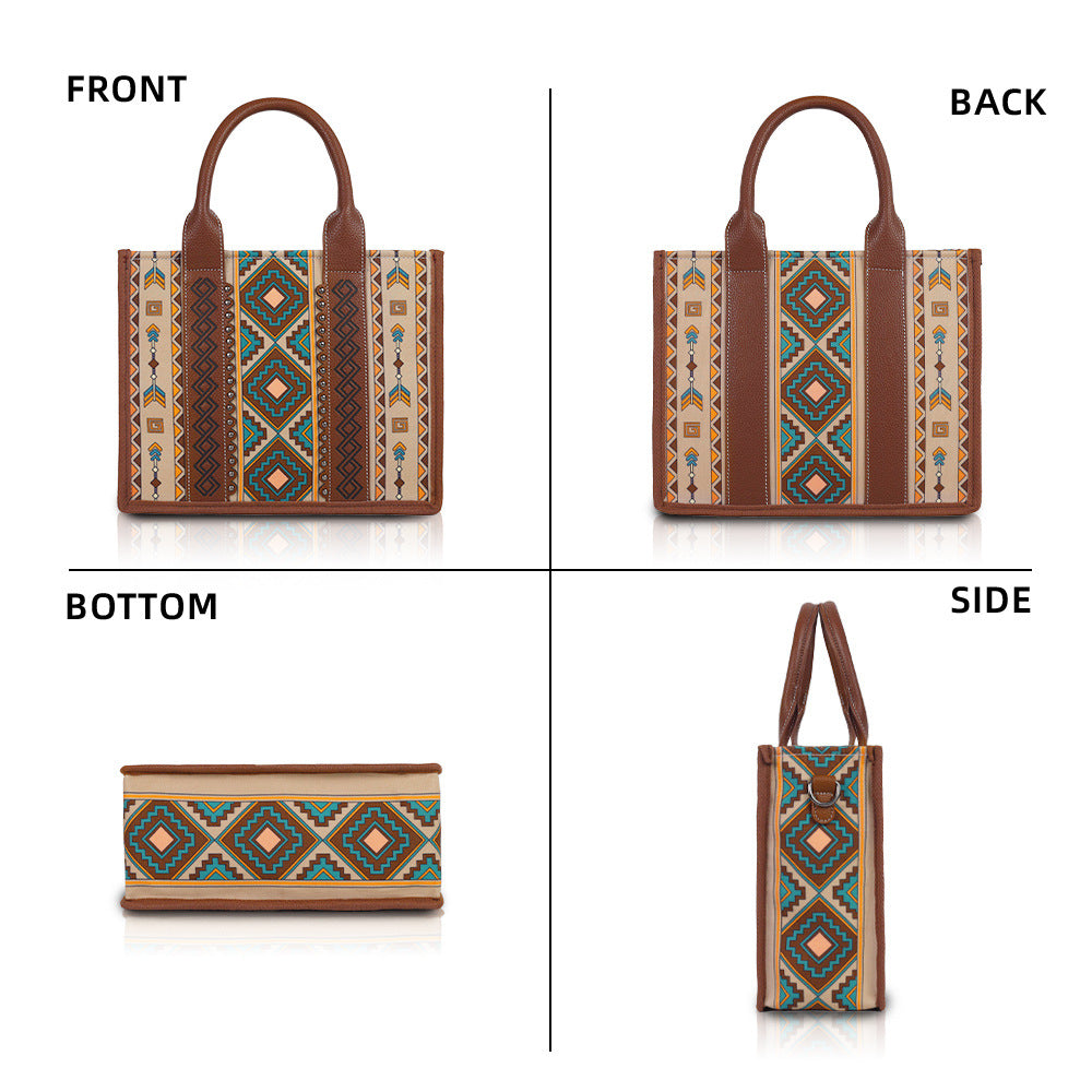 Women's Bohemian Personalized Rhombus Large Capacity Lion Tote Bags