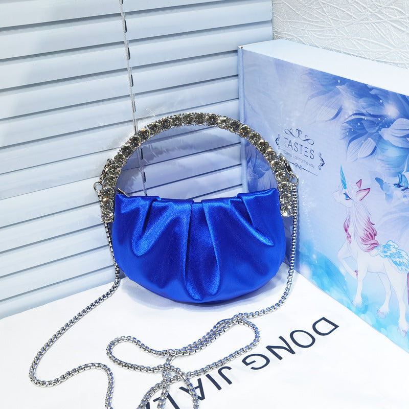 Round Diamond Pleated Dinner Niche Cloud Crossbody Bags