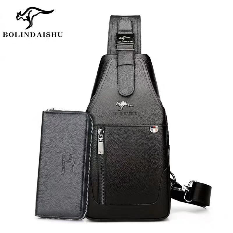 Beautiful Men's Cool Creative Cowhide Leather Men's Chest Bags