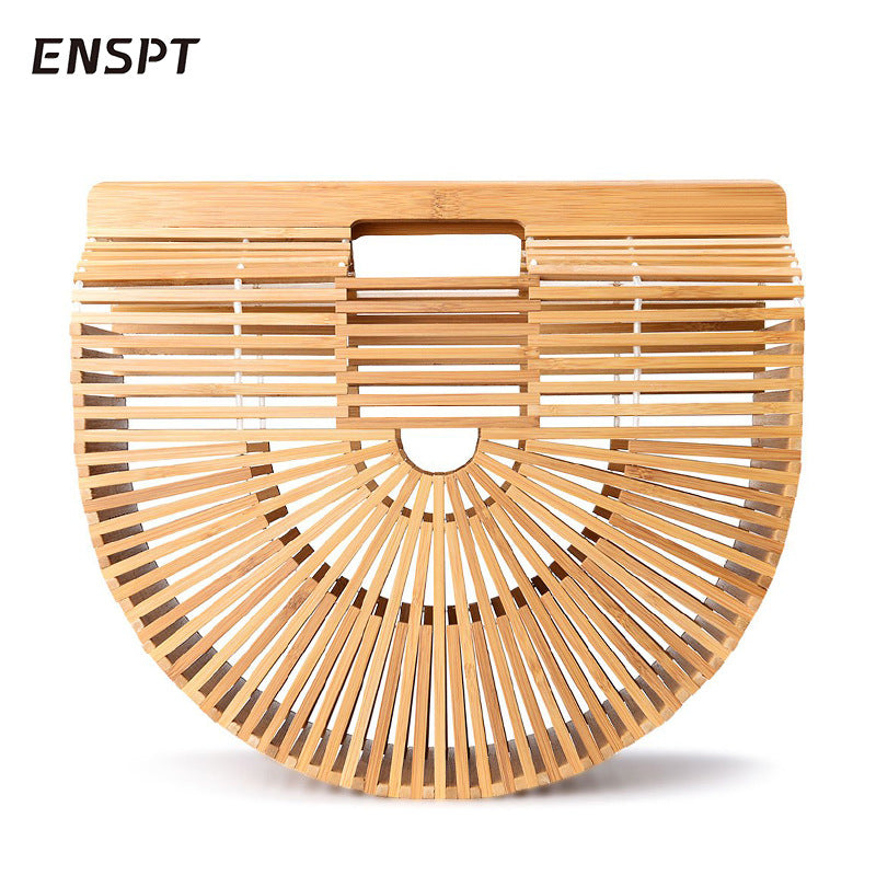 Woven Bamboo Hollow Semicircle Retro Clutch Handbags