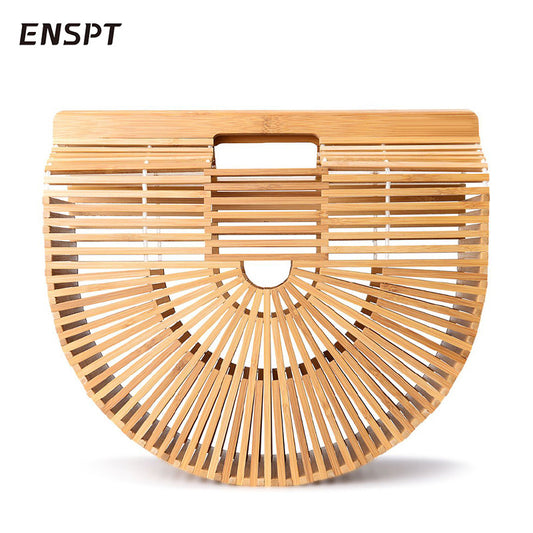Woven Bamboo Hollow Semicircle Retro Clutch Handbags