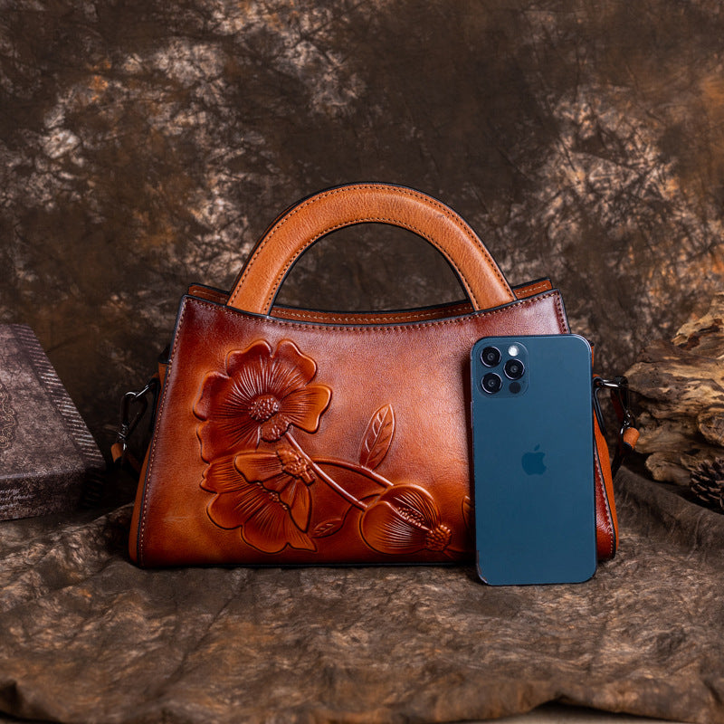 Women's Vintage Genuine Leather Top Layer Cowhide Handbags