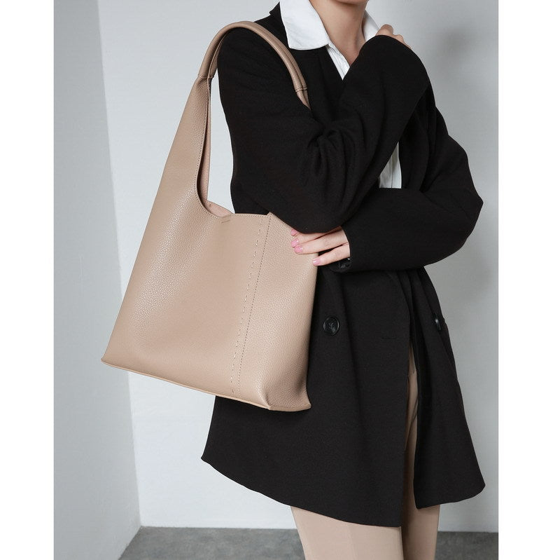 Women's Cowhide Large Capacity Commuter Shopping Underarm Shoulder Bags