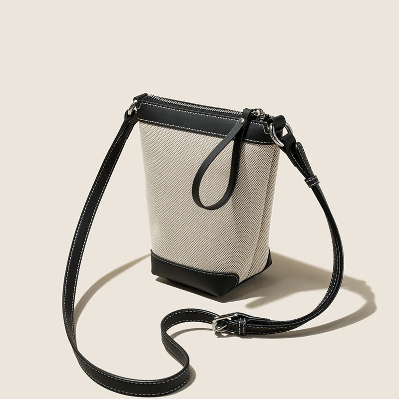 Women's Fashion Mobile High-grade With Leather Canvas Crossbody Bags