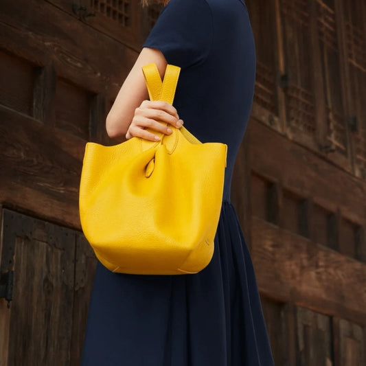 Women's Money Style Large Capacity First Layer Bucket Bags