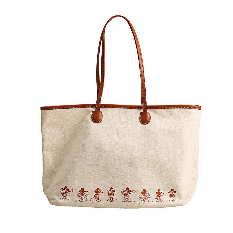 Women's Graceful Disney Mickey Design Canvas Shoulder Bags