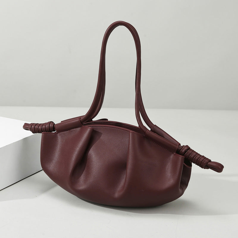 Women's Korean Simple Soft Leather Dumpling Leisure Shoulder Bags