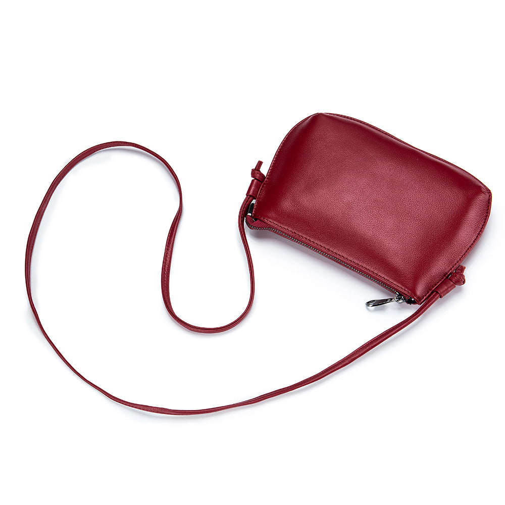 Women's Genuine Leather Simple Solid Color Minority Fashion Mobile Large Bags