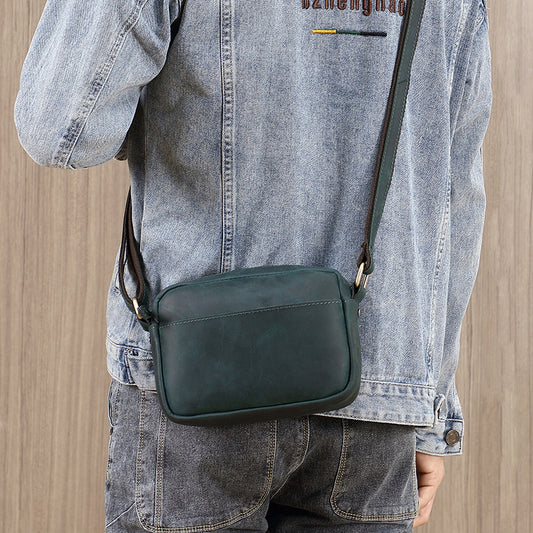 Men's Compact First Layer Cowhide Crazy Horse Men's Messenger Bags