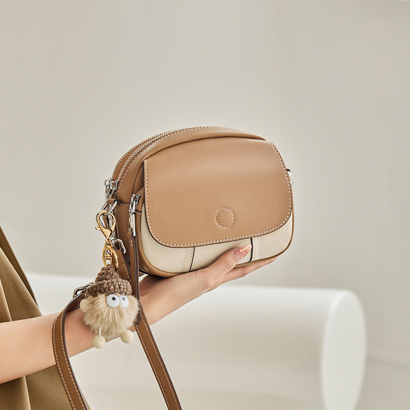 Women's Female Design Mini Round Leather Tide Crossbody Bags