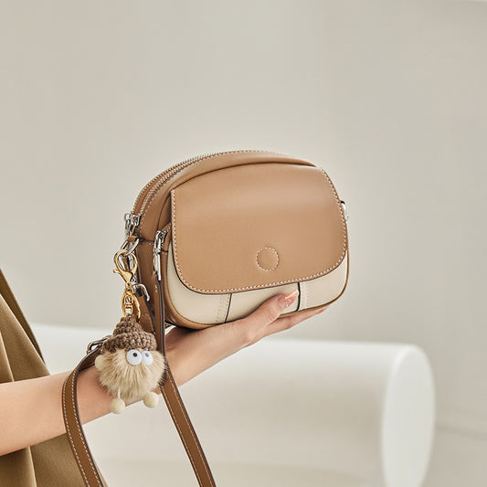 Women's Female Design Mini Round Leather Tide Crossbody Bags