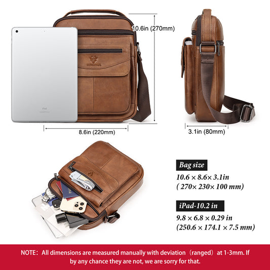 Men's Paul First Layer Cowhide Leather Vertical Men's Shoulder Bags