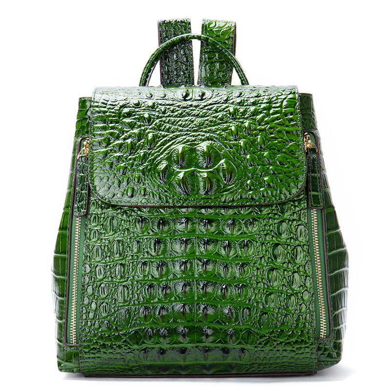 Women's Light Luxury Crocodile Pattern Genuine Leather Backpacks