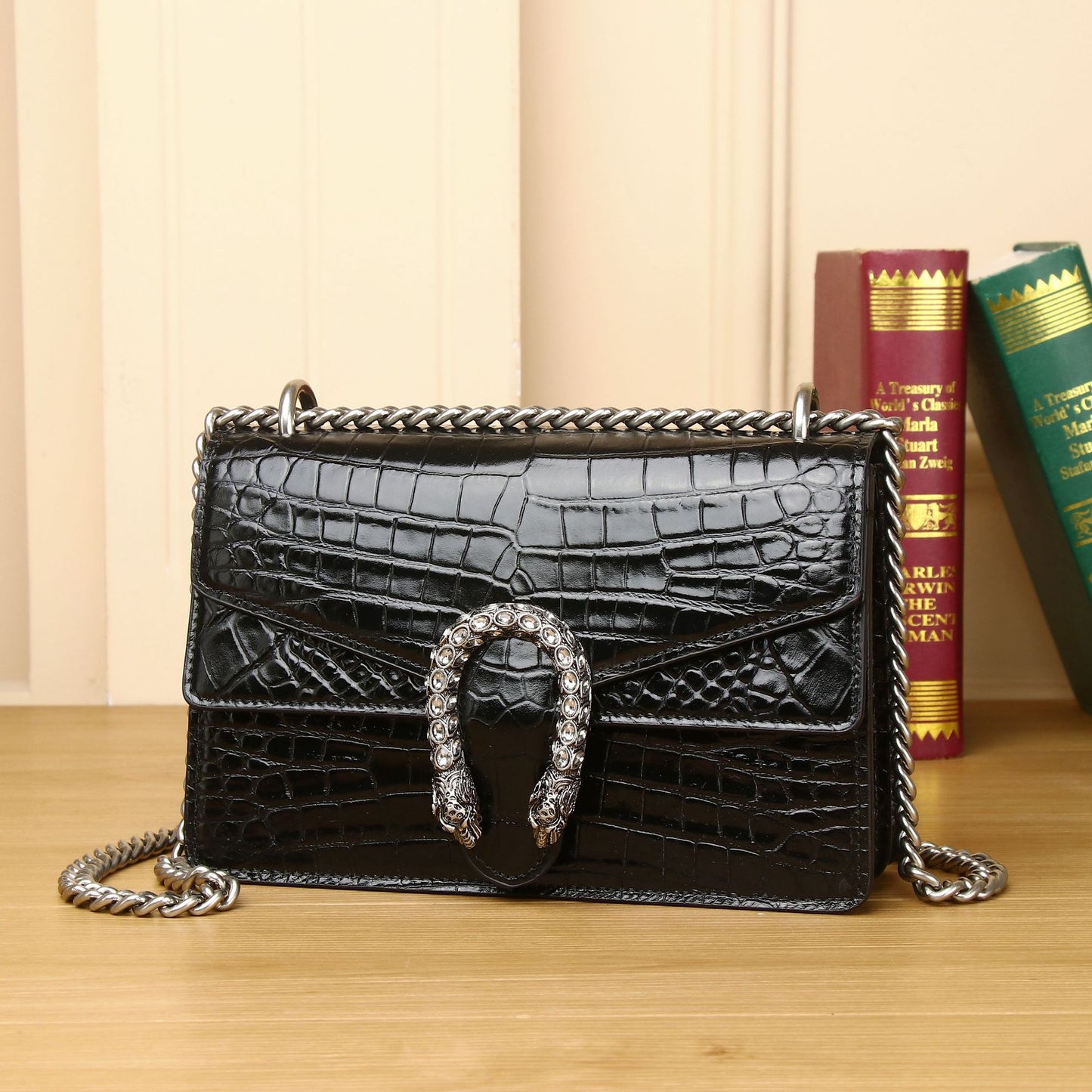 Women's Belly Pattern Wine God Fashionable Genuine Crossbody Bags