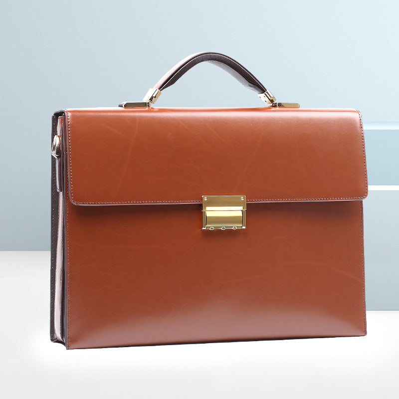 Men's Password Portable Business Genuine Leather Large Capacity Men's Briefcases