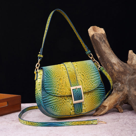 Women's Retro Hand-held Underarm Baguette Crocodile Pattern Crossbody Bags