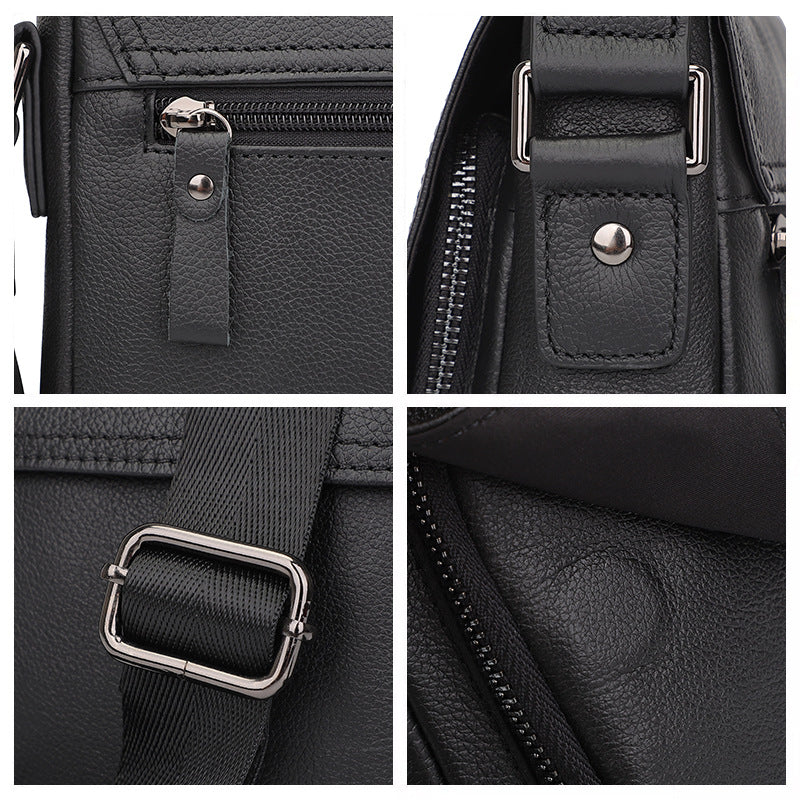 Men's Autumn Korean Black First Layer Cowhide Men's Shoulder Bags