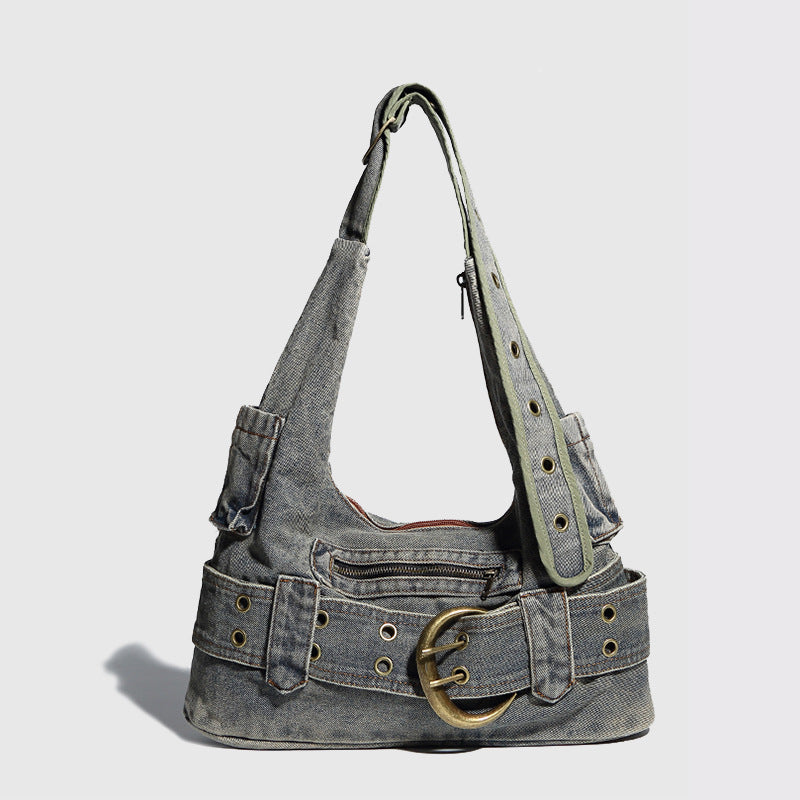 Women's Retro Hot Underarm Niche Washed Denim Armpit Bags
