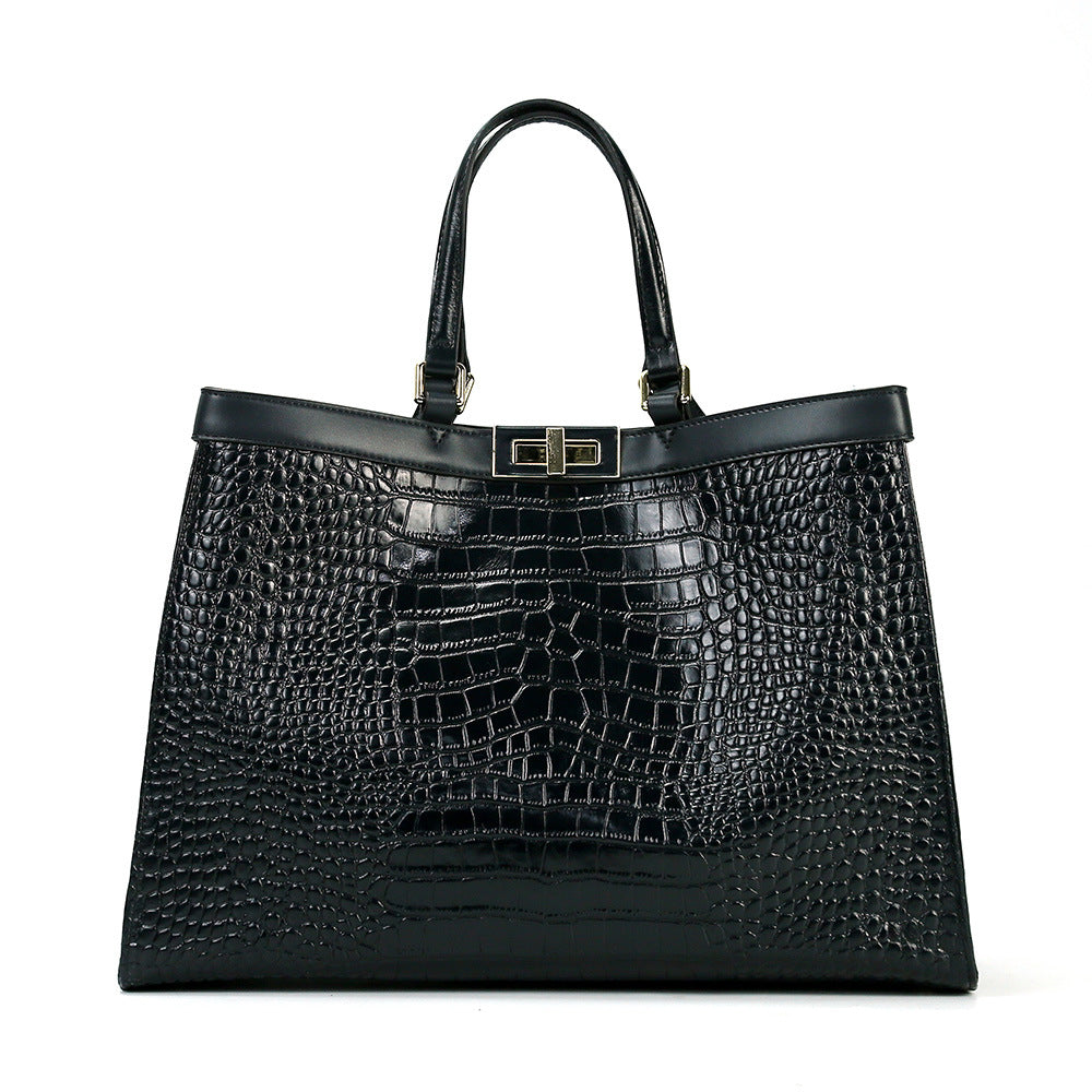 Women's Layer Cowhide Portable Large Capacity Commuting Handbags