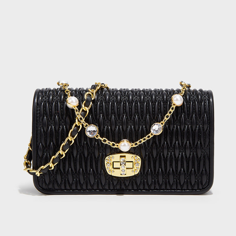 Women's Fashionable Diamond High-grade Underarm Pearl Chain Shoulder Bags