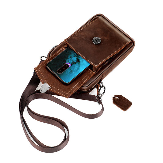 Men's Retro Cowhide Crazy Horse Leather Mobile Men's Messenger Bags